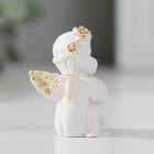 Сувенир полистоун "Ангелочек с ручками на коленках сидит" белый с золотом  4х3х2 см - Фото 2