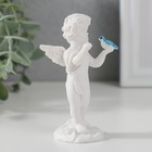 Сувенир полистоун "Белоснежный ангел стоит с цветной птичкой" 9х3,8х4,8 см - Фото 2