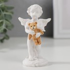 Сувенир полистоун "Белоснежный ангел стоит со своим медвежонком" 8х4,5х3,5 см - фото 321242451