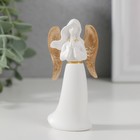 Сувенир полистоун "Ангел-дева в молитве" белый с золотом 8,5х4,2х2,5 см - фото 321242480