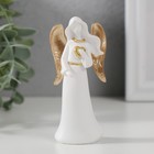 Сувенир полистоун "Ангел-дева с сердцем" белый с золотом 8,5х2,5х4,2 см - фото 321242484