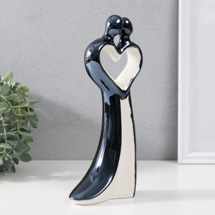 Сувенир керамика "Одна любовь на двоих" чёрно-белый 24х11,5х5,5 см