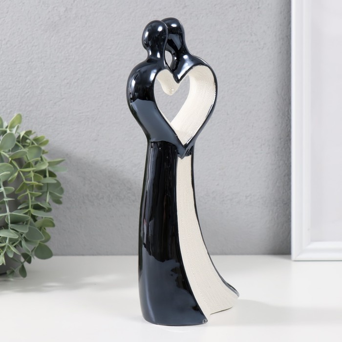 Сувенир керамика "Одна любовь на двоих" чёрно-белый 24х11,5х5,5 см