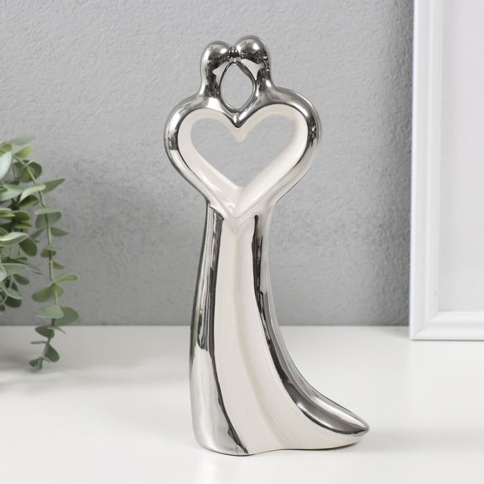 Сувенир керамика "Одна любовь на двоих" серебристо-белый 24х11,5х5,5 см