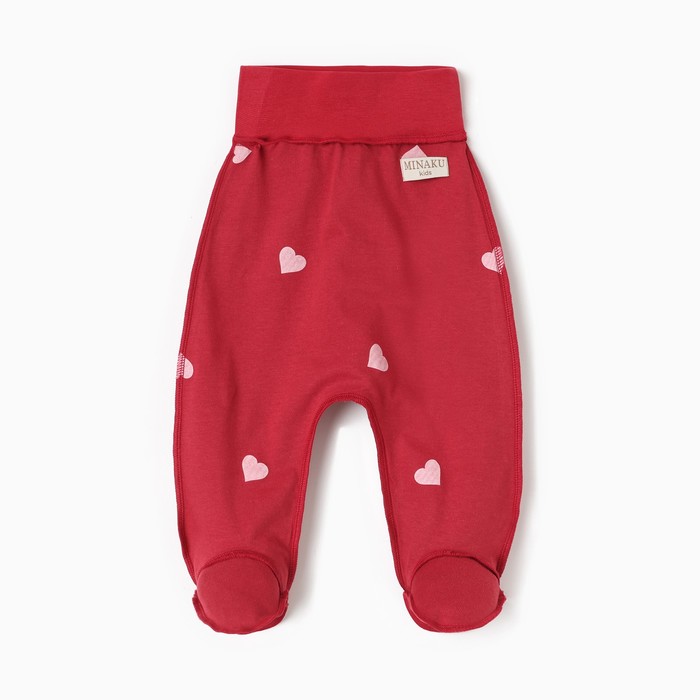 Ползунки детские MINAKU: Сердца, рост 68-74 см, красные