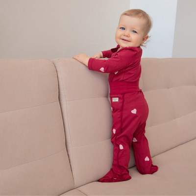 Ползунки детские MINAKU: Сердца, рост 80-86 см, красные