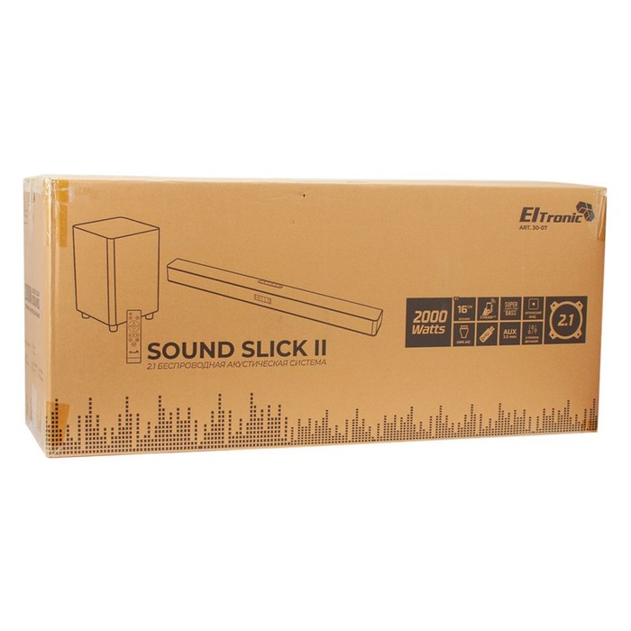 Саундбар ELTRONIC SOUND SLICK 2 (30-07), беспр., 200 Вт,Optical, AUX, BT, USB, HDMI, черный