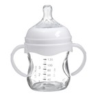 Бутылочка для кормления M&B, широкое горло Ø50 мм, от 0 мес, 120 мл., стекло, белый - Фото 4