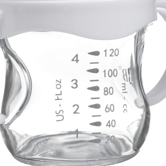 Бутылочка для кормления Ø50 ШГ 120 мл., стекло, цвет белый