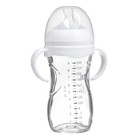 Бутылочка для кормления M&B, широкое горло Ø50 мм, от 3 мес, 240 мл., стекло, белый - Фото 3