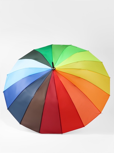УЦЕНКА Зонт - трость полуавтоматический «Радуга», 16 спиц, R=48/56 см, d=112 см, разноцветный