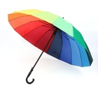 Зонт - трость полуавтоматический «Радуга», 16 спиц, R = 56 см, разноцветный - Фото 4