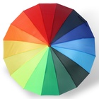 Зонт - трость полуавтоматический «Радуга», 16 спиц, R = 56 см, разноцветный - Фото 5
