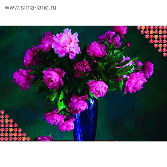 Алмазная вышивка с полным заполнением "Пионы", 22 х 32 см - Фото 1