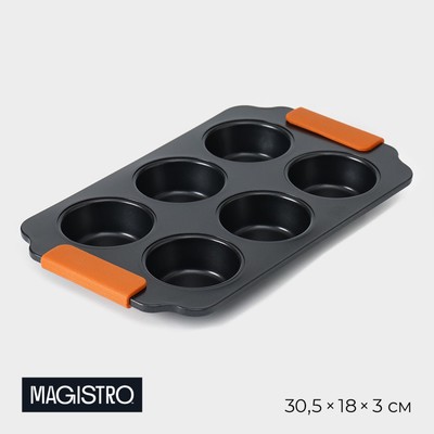 Форма для выпечки Magistro «French Bakery. Круг», 30.5×18×3 см, 6 ячеек, антипригарное покрытие