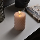 Светодиодная свеча витая розовая, 7.5 × 12.5 × 7.5 см, пластик, воск, батарейки АААх2 (не в комплекте), свечение тёплое белое - фото 25352604