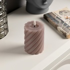 Светодиодная свеча витая лиловая, 7.5 × 12.5 × 7.5 см, пластик, воск, батарейки АААх2 (не в комплекте), свечение тёплое белое - фото 9459030