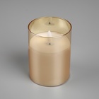 Светодиодная свеча золотистая, 7.5 × 10 × 7.5 см, воск, пластик, батарейки АААх3 (не в комплекте), свечение тёплое белое - фото 9459036