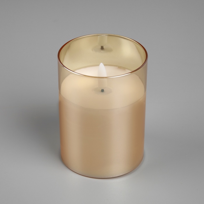 Светодиодная свеча золотистая, 7.5 × 10 × 7.5 см, воск, пластик, батарейки АААх3 (не в комплекте), свечение тёплое белое - фото 1908106948