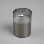 Светодиодная свеча серебристая, 7.5 × 10 × 7.5 см, воск, пластик, батарейки АААх3 (не в комплекте), свечение тёплое белое - фото 9459041