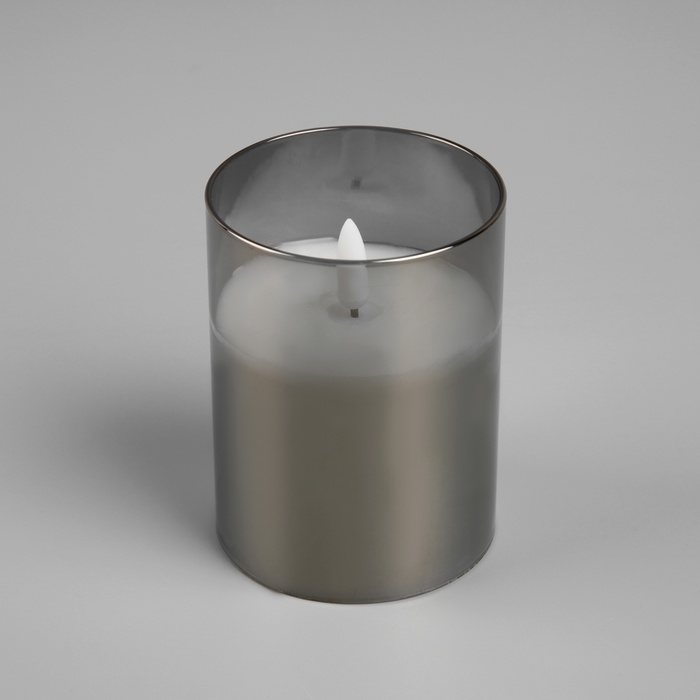 Светодиодная свеча серебристая, 7.5 × 10 × 7.5 см, воск, пластик, батарейки АААх3 (не в комплекте), свечение тёплое белое - фото 1906662558