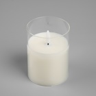 Светодиодная свеча белая, 7.5 × 10 × 7.5 см, воск, пластик, батарейки АААх3 (не в комплекте), свечение тёплое белое - фото 9459046