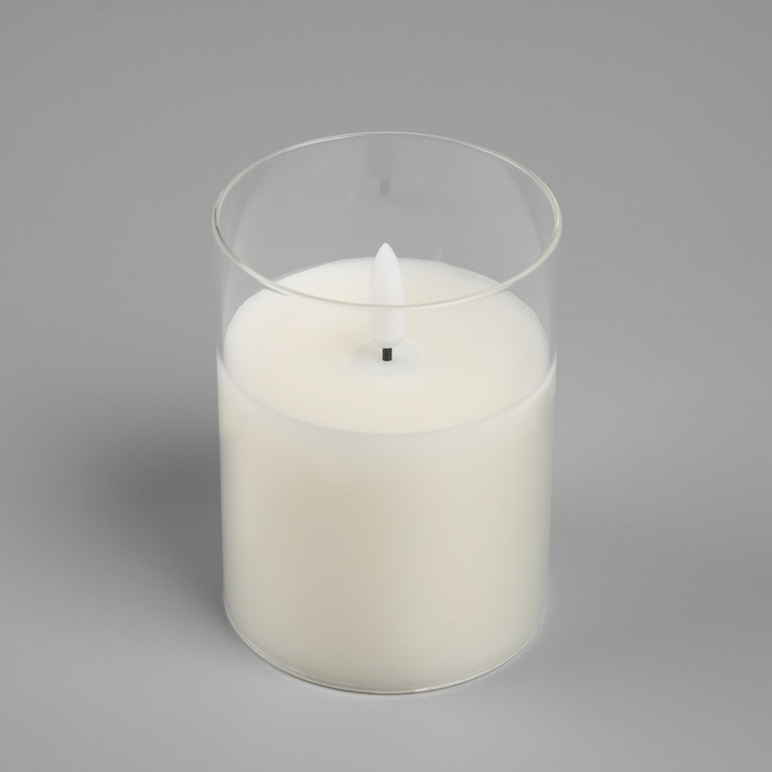 Светодиодная свеча белая, 7.5 × 10 × 7.5 см, воск, пластик, батарейки АААх3 (не в комплекте), свечение тёплое белое - фото 1906662563
