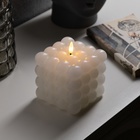 Светодиодная свеча «Куб белый», 10 × 11.5 × 10 см, воск, пластик, батарейки АААх3 (не в комплекте), свечение тёплое белое - фото 23828553