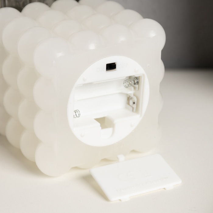 Светодиодная свеча «Куб белый», 10 × 11.5 × 10 см, воск, пластик, батарейки АААх3 (не в комплекте), свечение тёплое белое - фото 1906662567