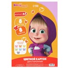 Цветной картон тонированный, А4, 8 листов, 8 цветов, немелованный, двусторонний, в пакете, 180 г/м², «Маша и медведь» - Фото 6