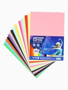 Картон цветной тонированный, А4, 16 листов, 16 цветов, немелованный, двусторонний, в пакете, 180 г/м², Холодное сердце - Фото 5