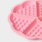 Форма для выпечки Доляна «Сладости. Венские вафли сердце», силикон, 21×2 см, 5 ячеек, цвет розовый - Фото 6