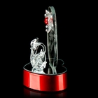 Сувенир стекло "Пара лебедей у зеркала с цветком" со светом, 6х6х11 см - Фото 2