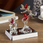 Сувенир стекло "Медвежонок с сердцем у розы" световой, 7х9,2х10 см - Фото 4