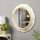 Зеркало интерьерное, настенное, D=50,7 см, белый с золотом - фото 321425929