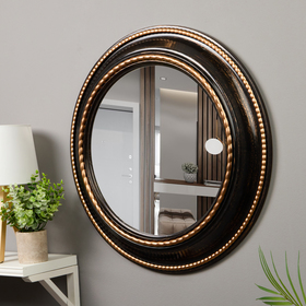 Зеркало интерьерное, настенное, D=60 см, черный с бронзой