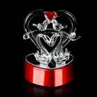 Сувенир стекло "Пара лебедей у сердца с птицами" со светом, 5,5х6х8,5 см - Фото 1