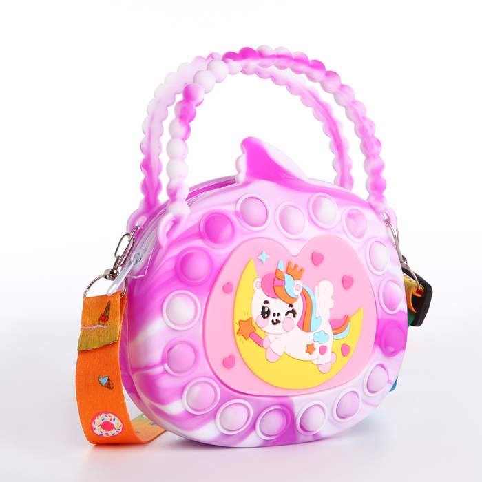 Сумка детская «Кошечка», для девочки, на молнии, поп ит, сиреневая - Фото 1