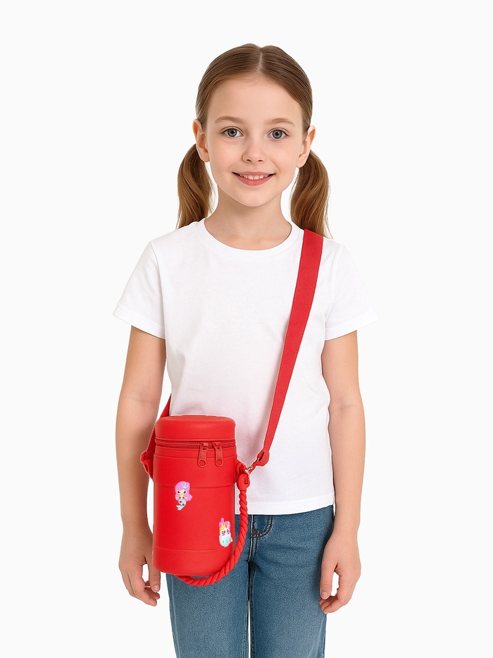 Сумка детская на молнии, наклейки МИКС, цвет красный - фото 809231584