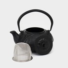 Чайник чугунный, 600 мл, с ситом, эмалированное покрытие внутри, цвет чёрный - фото 9476400
