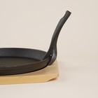 Сковорода чугунная на деревянной подставке SL Home, d=22.5 см, h=2.5 см, индукция, чёрная - Фото 5