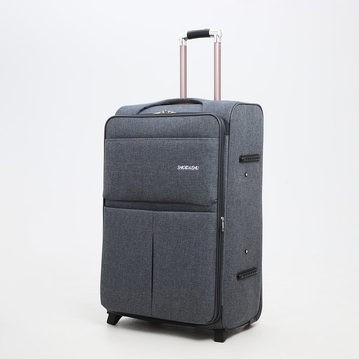 Чемодан большой 95 л (L), отдел на молнии, с расширением, кодовый замок, 3 колеса, 2 наружных кармана, серый - Фото 1