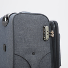 Чемодан большой 95 л (L), отдел на молнии, с расширением, кодовый замок, 3 колеса, 2 наружных кармана, серый - Фото 5