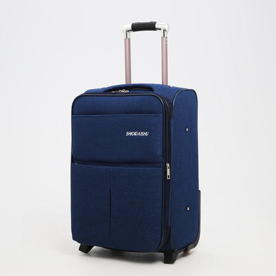 Чемодан малый 33 л (S), отдел на молнии, с расширением, кодовый замок, 3 колеса, 2 наружных кармана, синий