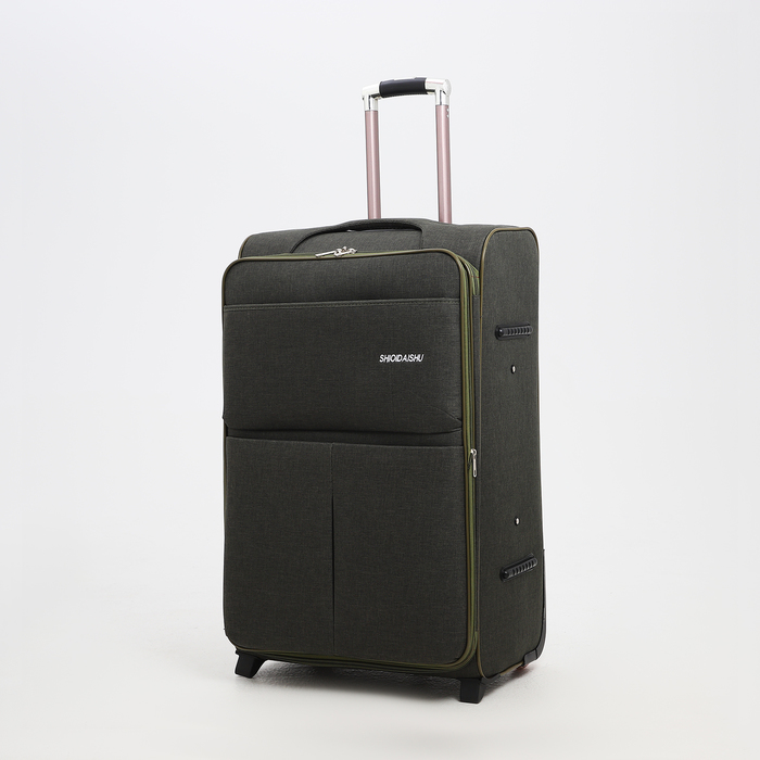 Чемодан большой 95 л (L), с расширением, кодовый замок, 3 колеса, 2 наружных кармана, хаки