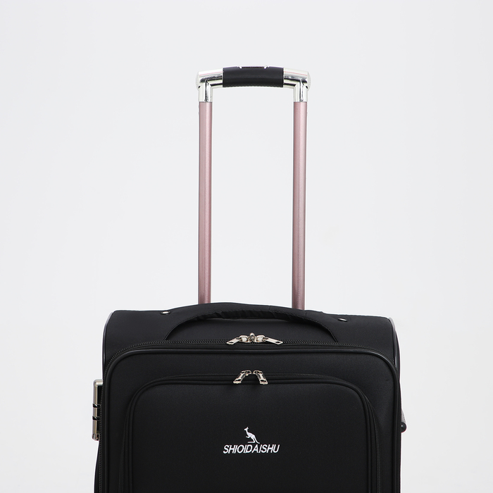 Чемодан средний 52 л (M), отдел на молнии, кодовый замок, с расширением, цвет чёрный