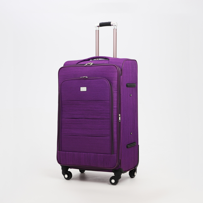 Чемодан большой 28", отдел на молнии, кодовый замок, 4 колеса, наружный карман, цвет фиолетовый - Фото 1