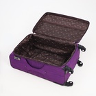 Чемодан большой 95 л (L), отдел на молнии, с расширением, кодовый замок, 4 колеса, наружный карман, цвет фиолетовый - фото 36788396