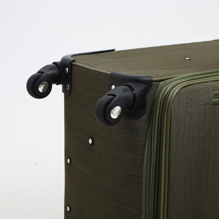 Чемодан большой 95 л (L), отдел на молнии, с расширением, кодовый замок, 4 колеса, наружный карман, цвет хаки
