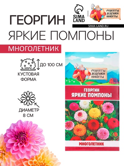 Семена цветов Георгин "Яркие помпоны", 0,3 г